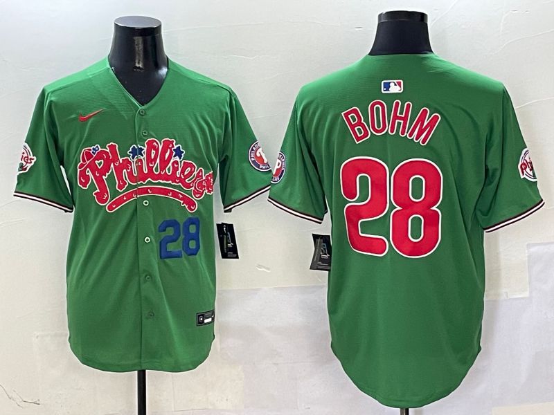 Men Philadelphia Phillies #28 Bohm Green Fourth generation Joint Name Nike 2025 MLB Jersey style 4->philadelphia phillies->MLB Jersey